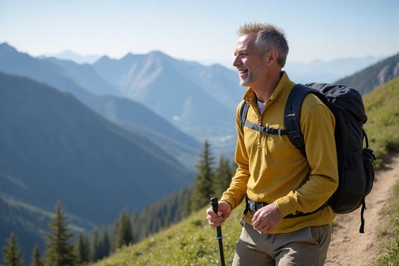 Man with more energy enjoying outdoor activities