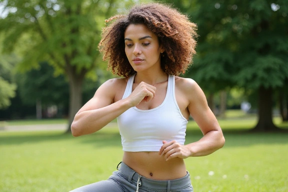Woman confidently exercising outdoors